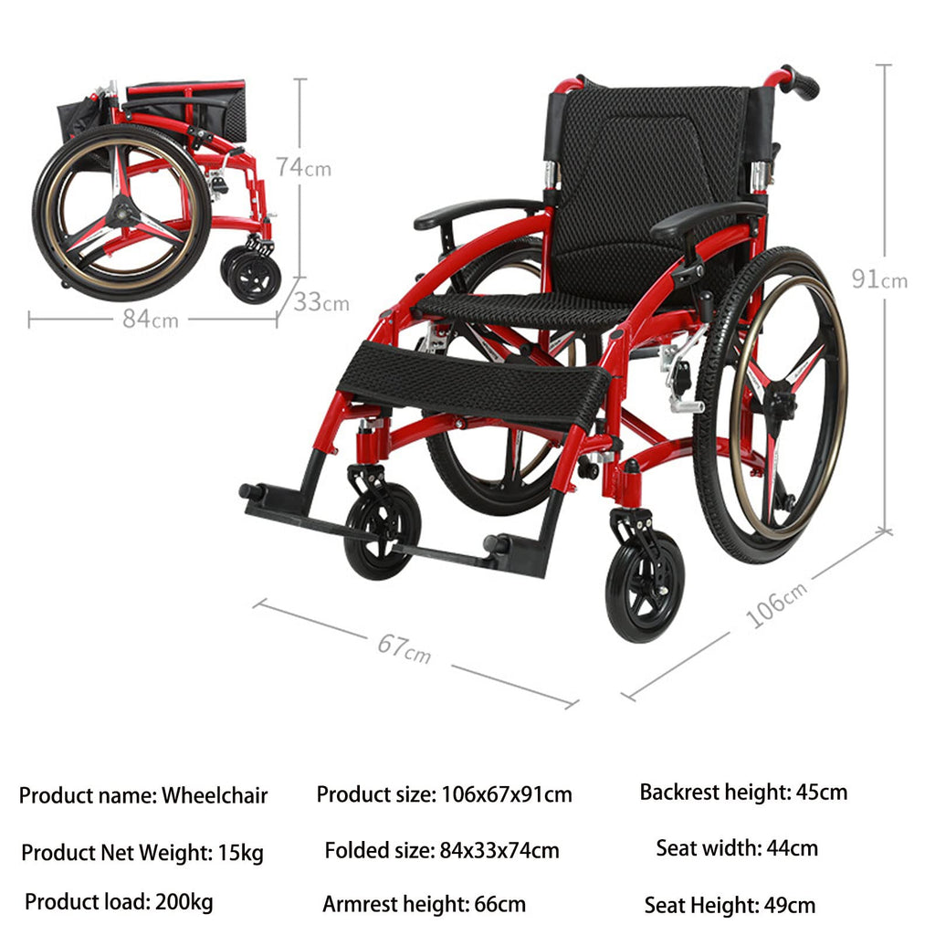 Folding Transport Wheelchair with Detachable Full Arms and Elevating Leg Rest E881