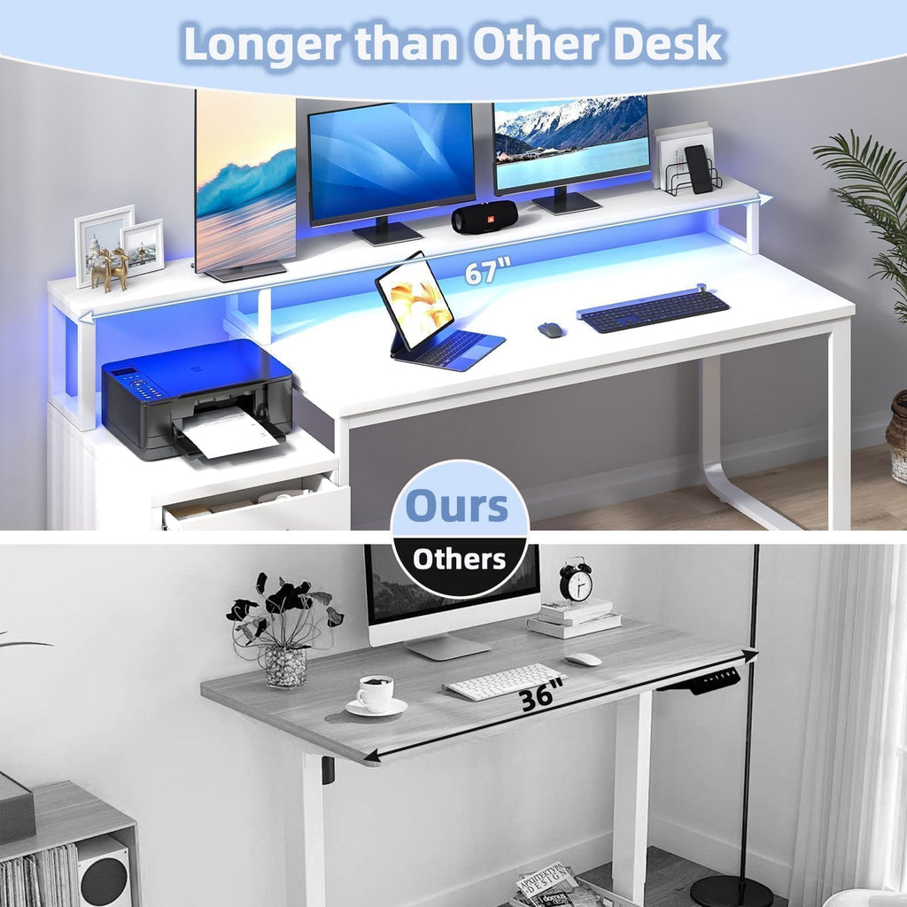 White Office Desk with 3 Drawers Q915744