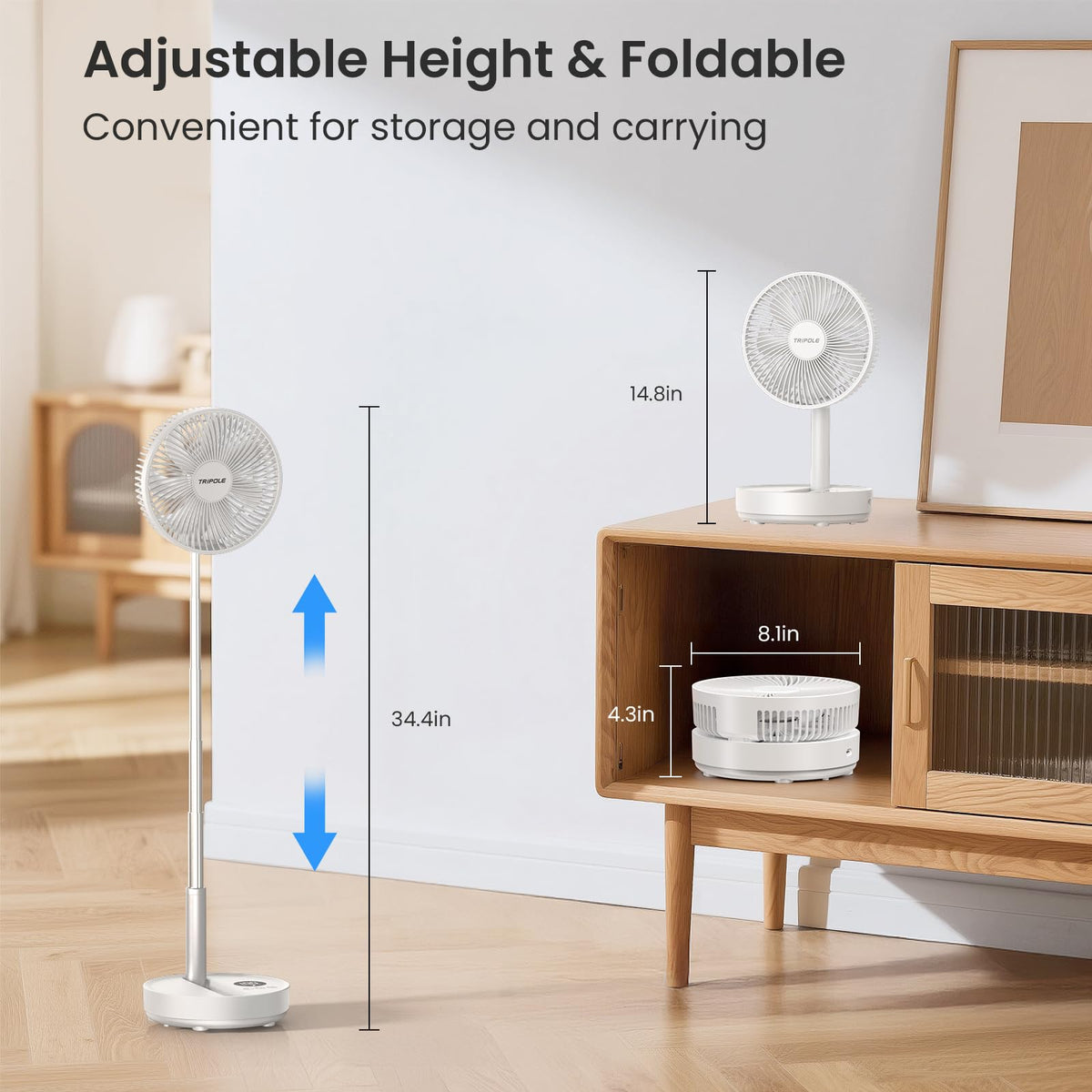 Portable Rechargeable Oscillating Standing Fan A721582
