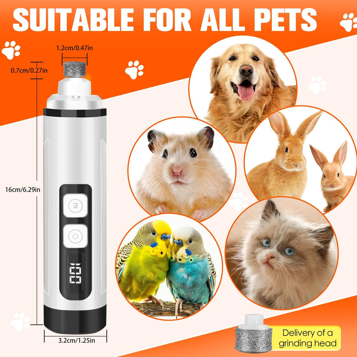 Ultra Quiet Electric Pet Nail Clippers with LED Lights H2122