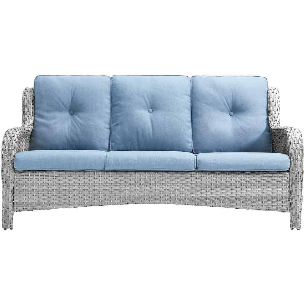 Light Gray Baby Blue Wicker 3-Seat Outdoor Sofa V977219