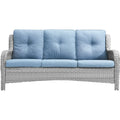 Light Gray Baby Blue Wicker 3-Seat Outdoor Sofa V977219