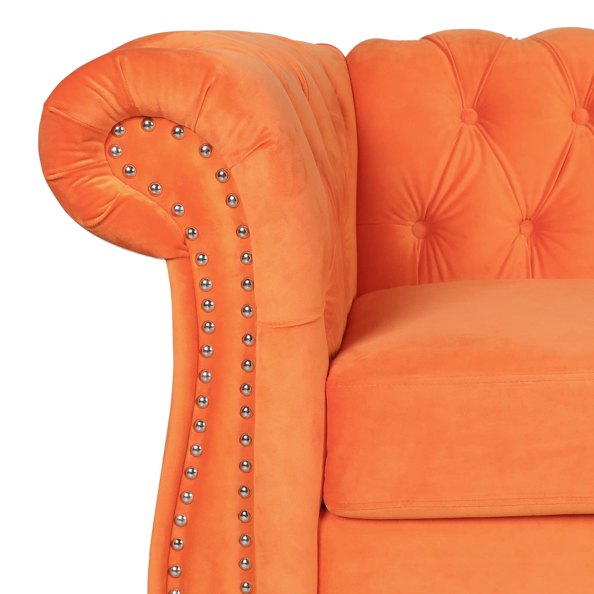 Orange Velvet 3 Pieces Sofa Set P409