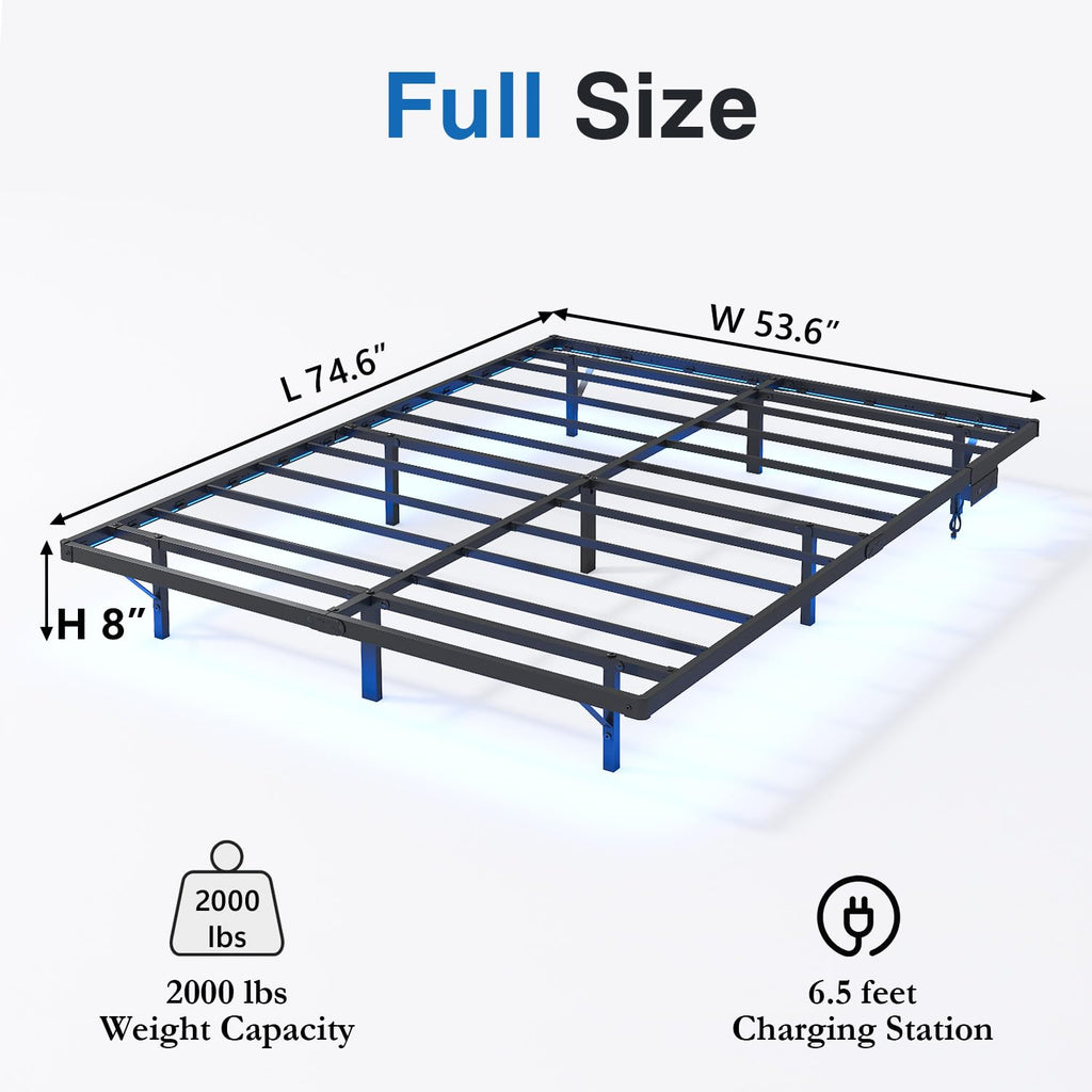 8 inch Floating Bed Frame Full with Charging Station X310