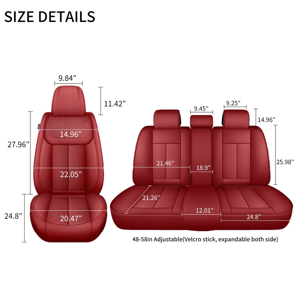 Red 5 Seat Car Seat Covers Full Set Q210