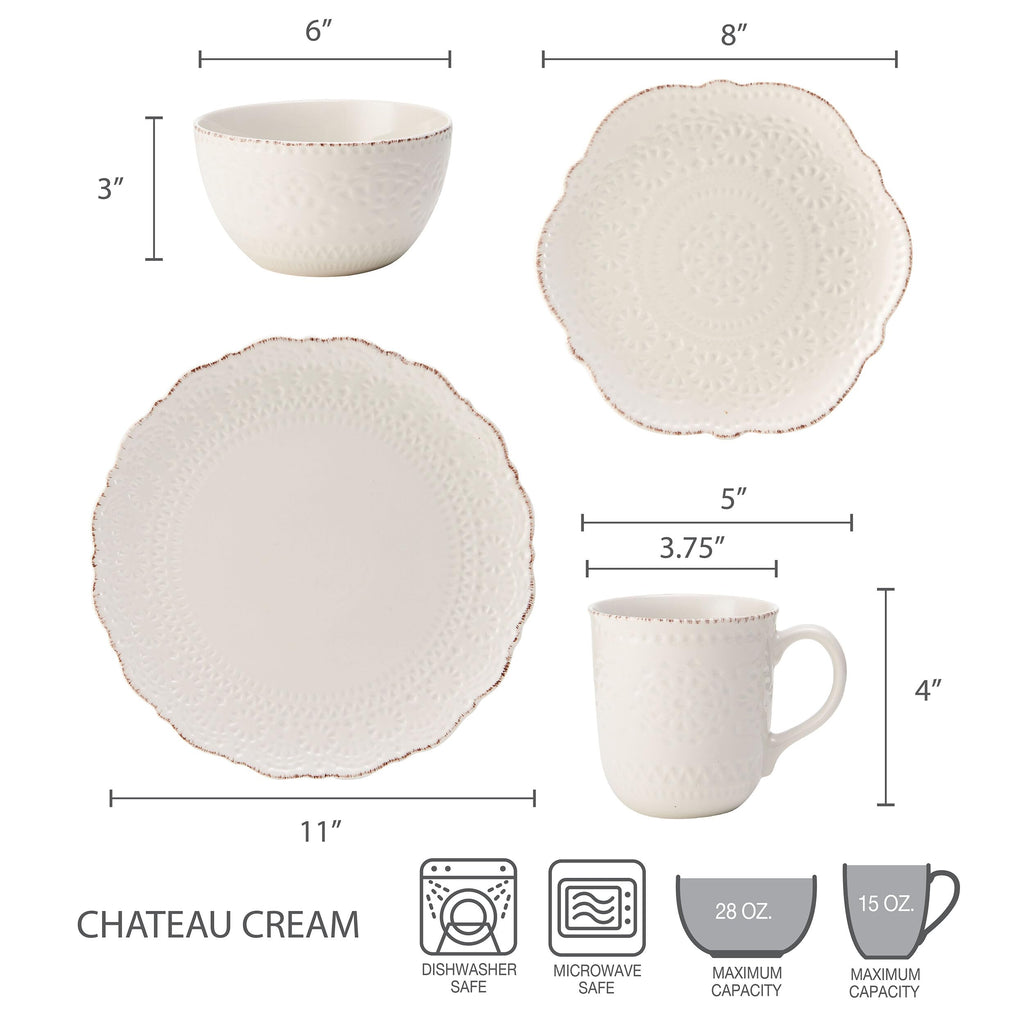 Cream 16-Piece Stoneware Dinnerware Set F12051