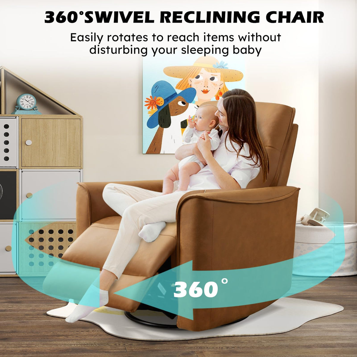 Manual Swivel Rocker Recliner Faux Leather L83282