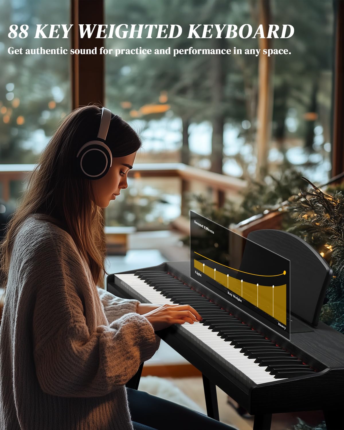 88 Key Full Size Digital Piano Keyboard Set Black N56424