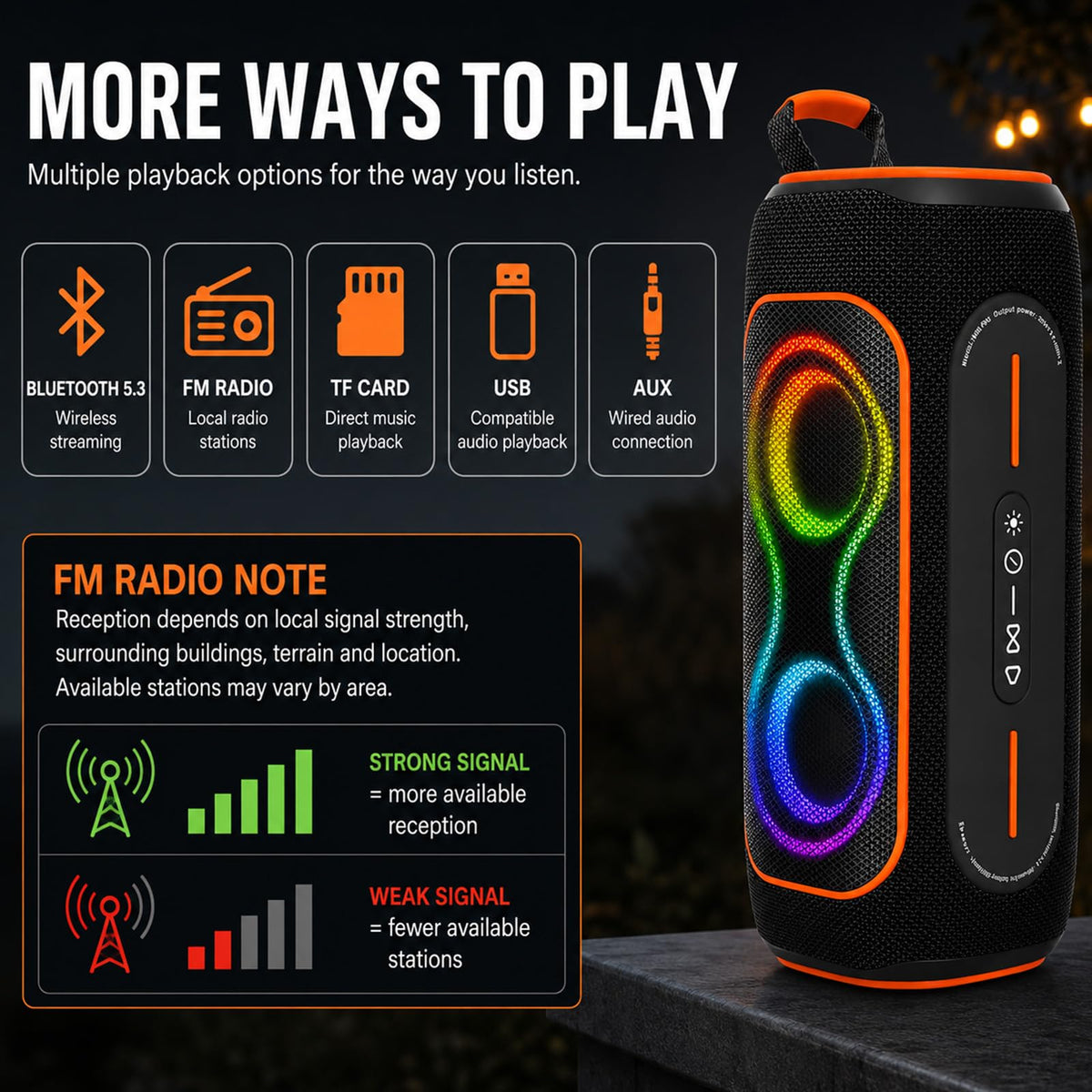 Black 80W Portable Bluetooth Speaker A35176