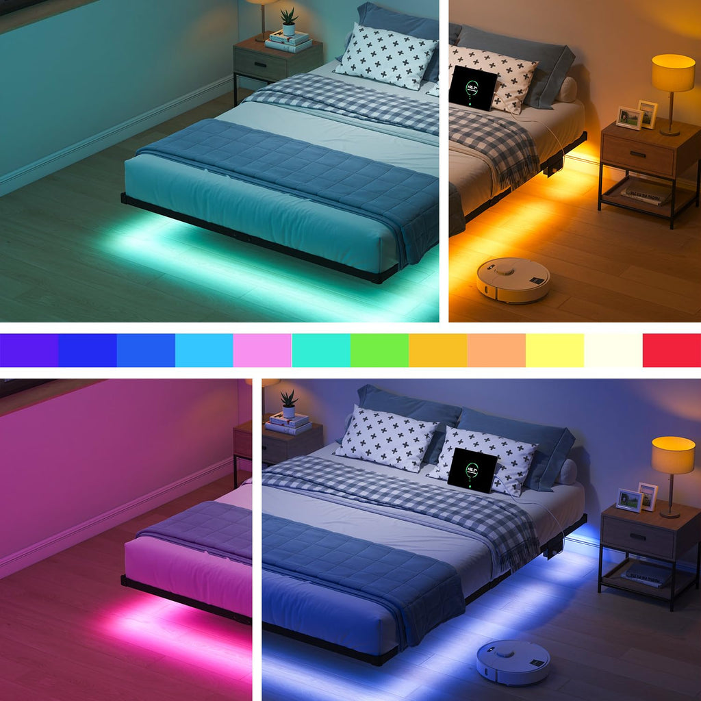 8 inch Floating Bed Frame Full with Charging Station X310