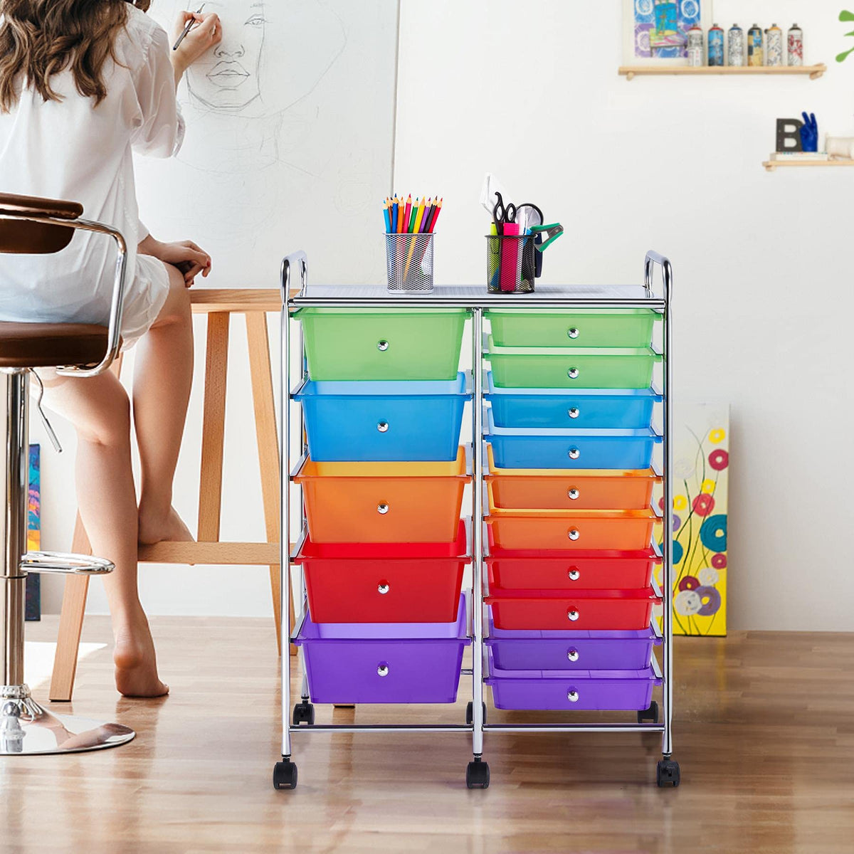 15 Drawer Rolling Storage Cart V3265