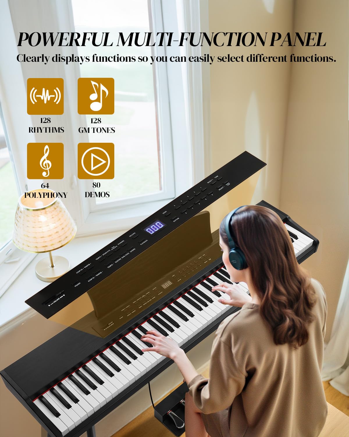 88 Key Full Size Digital Piano Keyboard Set Black N56424