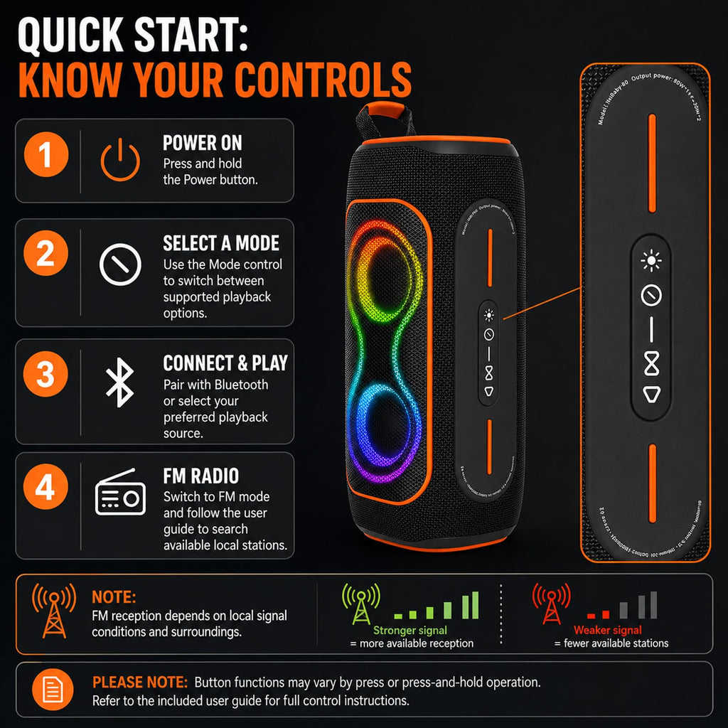 Black 80W Portable Bluetooth Speaker A35176