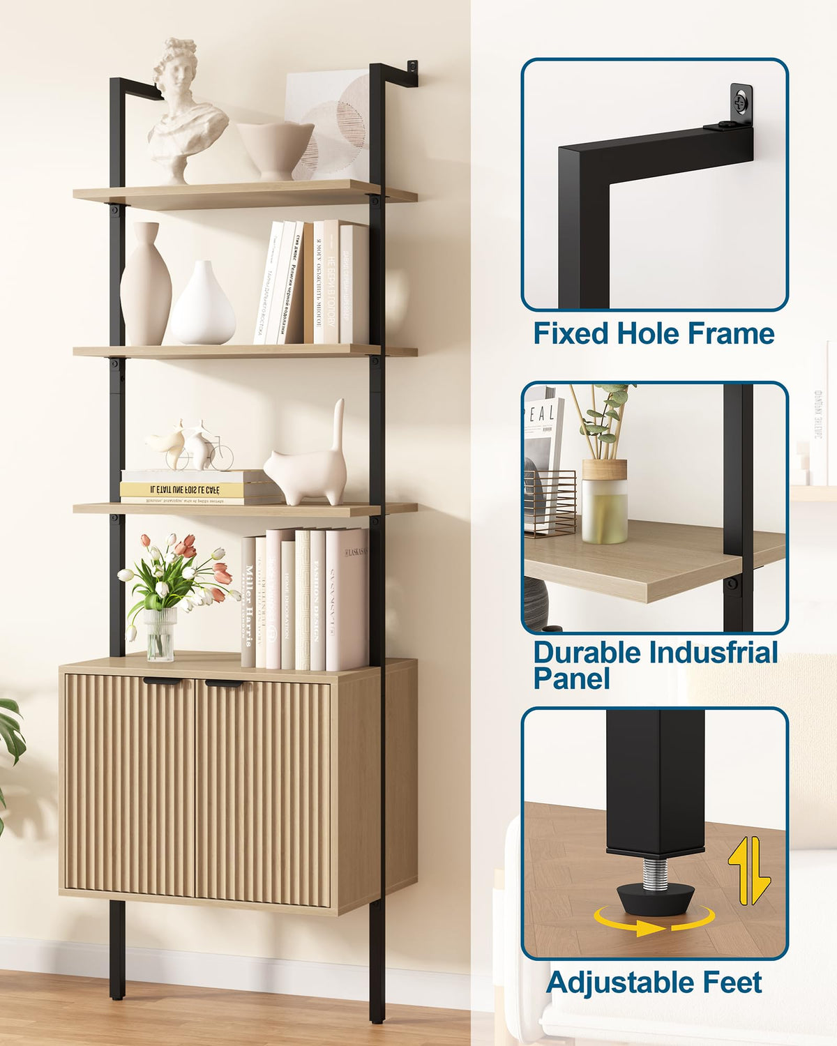 73" Tall Bookshelf with Cabinet F89545