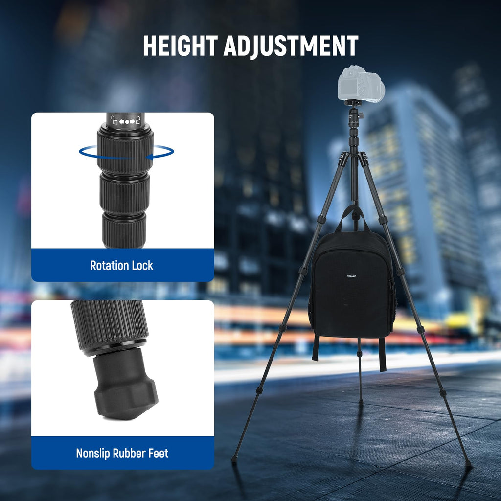 Carbon Fiber Camera Tripod Monopod 65" Lightweight Compact Travel DSLR Video Stand 360° Ball Head 13.2 lbs V452025