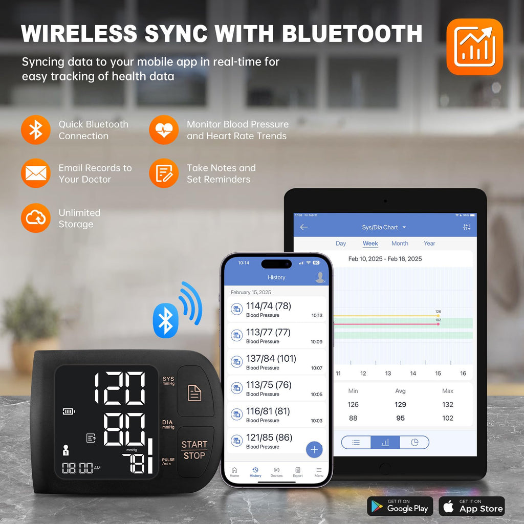 Blood Pressure Monitor Bluetooth with Carrying Case, Black R7995