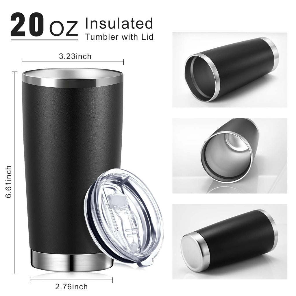 36 Pack Stainless Steel Tumblers with Lids, 20 oz, Black B852