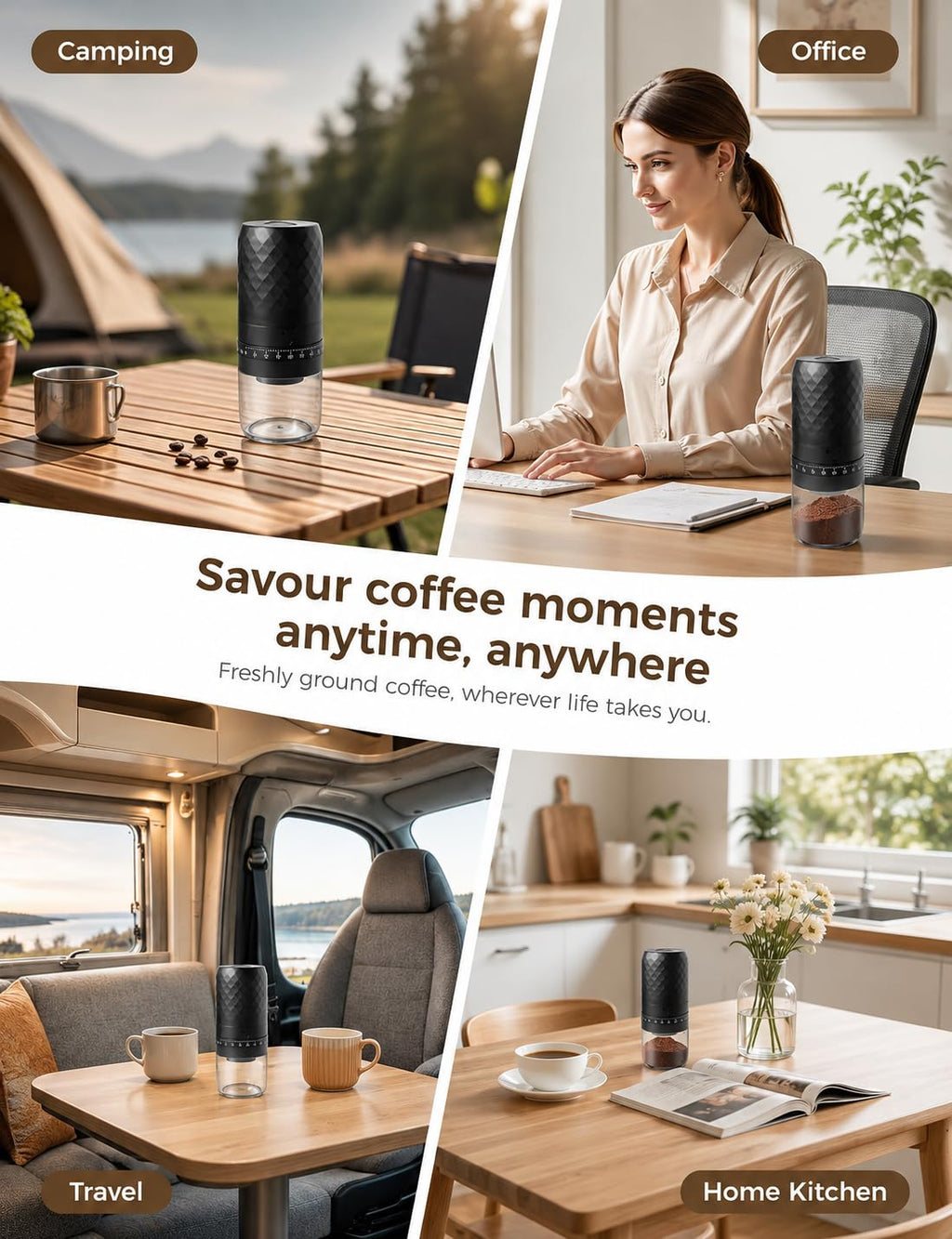 Portable Electric Coffee Grinder with 40 Adjustable Settings E530