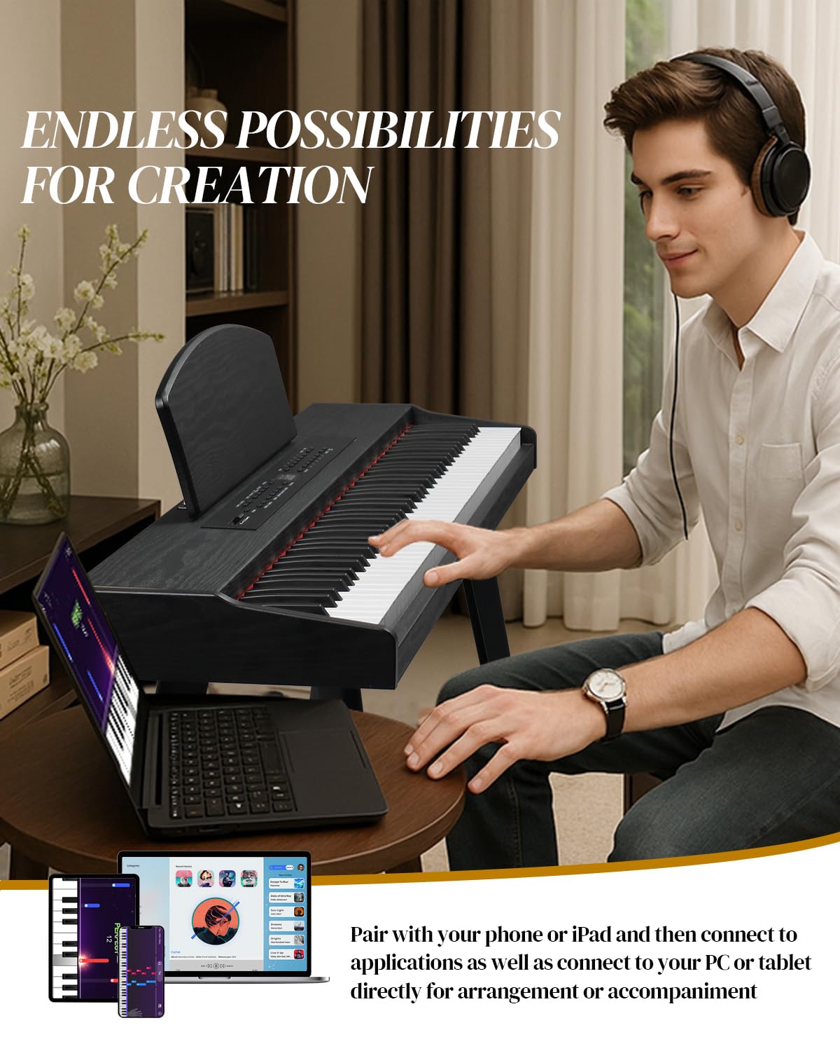 88 Key Full Size Digital Piano Keyboard Set Black N56424