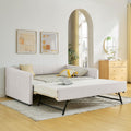 Linen Fabric Upholstered Full Size Daybed with Twin Trundle W192809