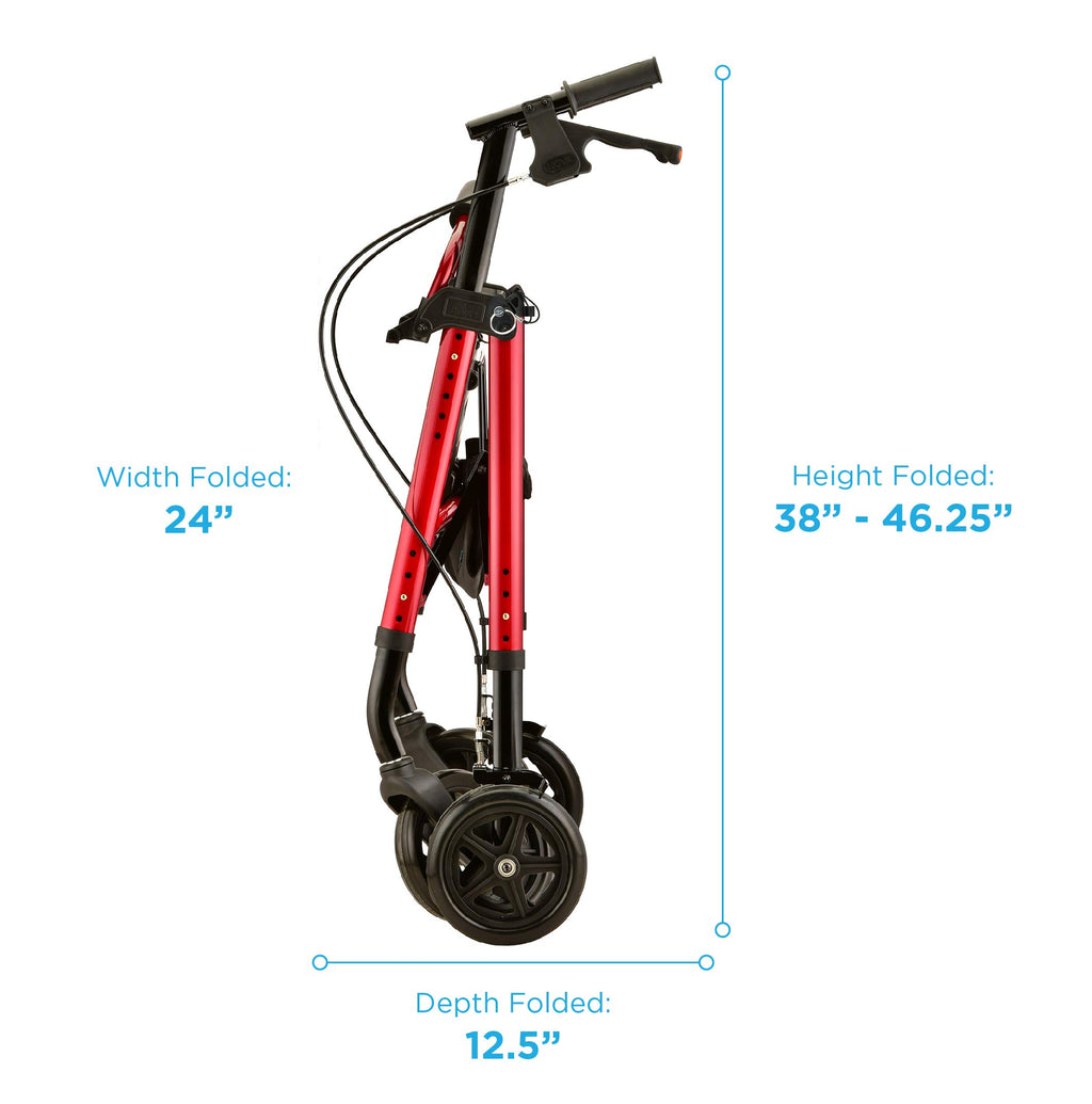 Foldable Rollator Walker with 8” All-Terrain Wheels, Padded Seat, Red K300202