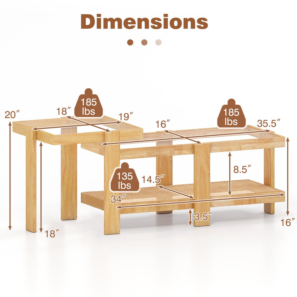 Nesting Coffee Table Set of 2 Rattan Tempered Glass R922