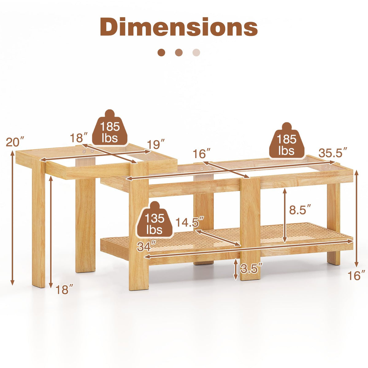 Nesting Coffee Table Set of 2 Rattan Tempered Glass R922