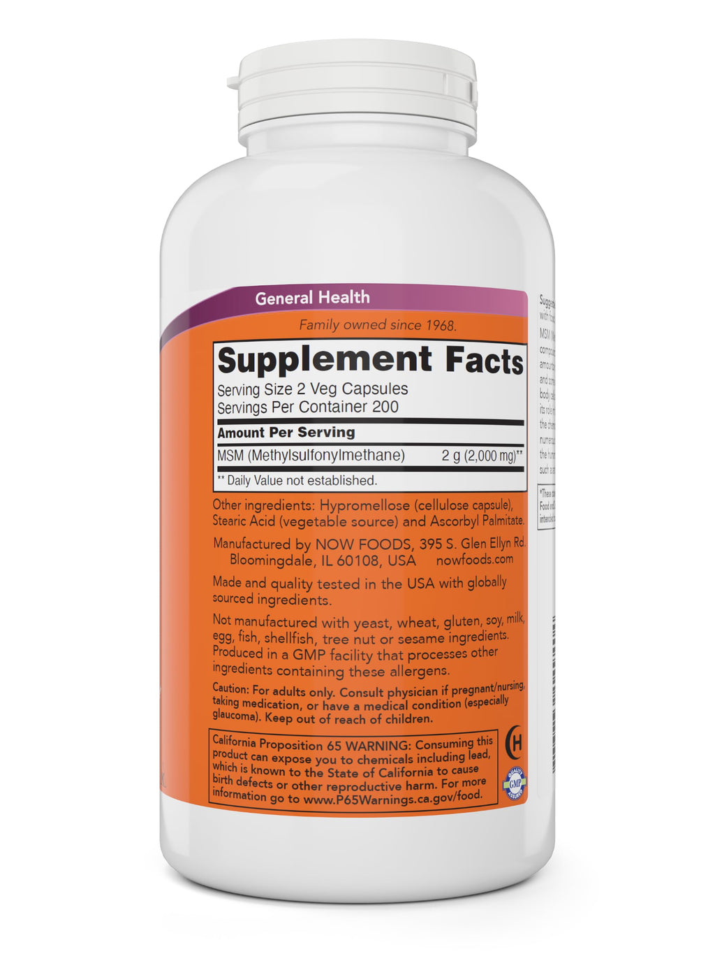 MSM 1000mg 400 Veg Capsules Pack of 2 L59836