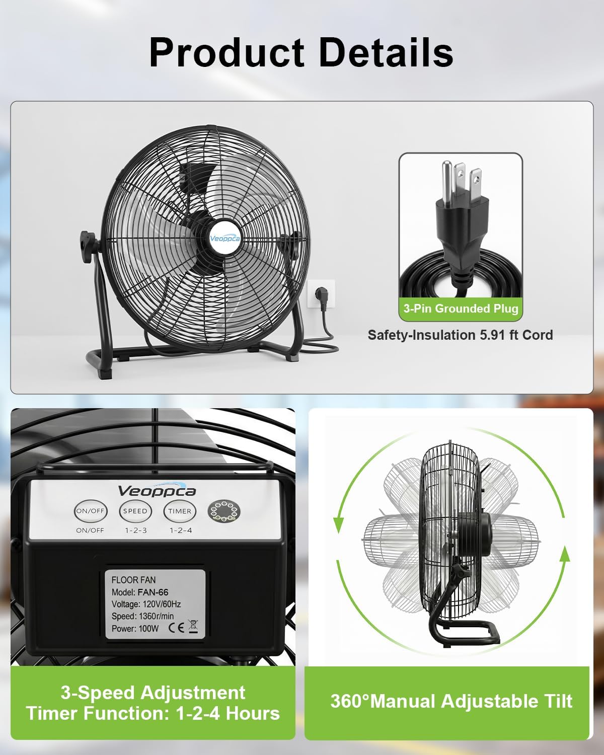 18" Industrial High Velocity Floor Fan with Remote N5601