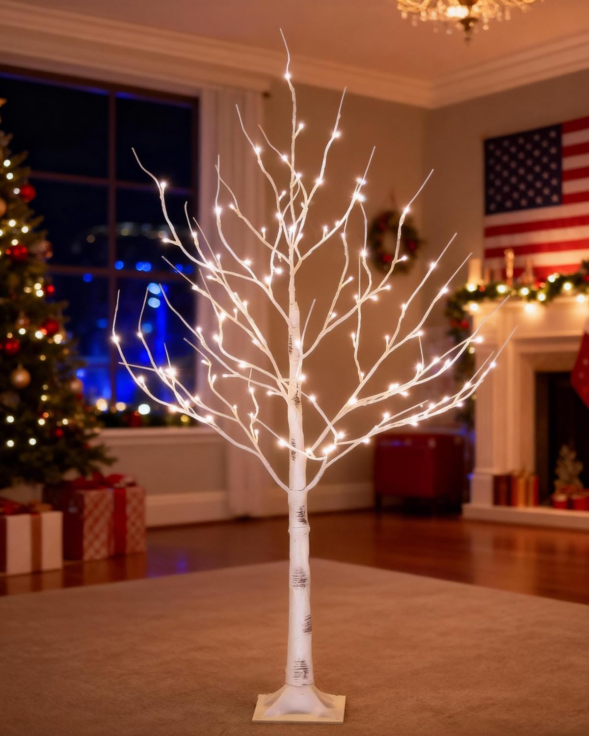 Lighted Birch Tree Set 4ft 6ft 8ft 512 Warm White LEDs Y1073