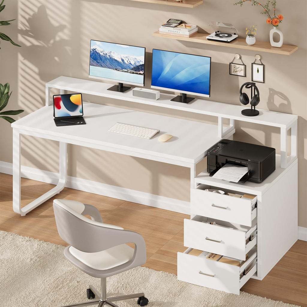 White Office Desk with 3 Drawers Q915744