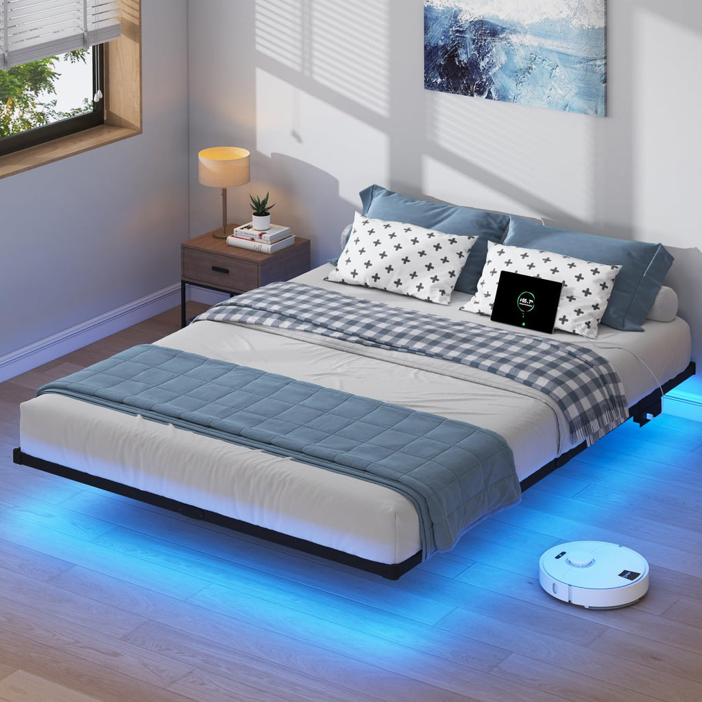 8 inch Floating Bed Frame Full with Charging Station X310