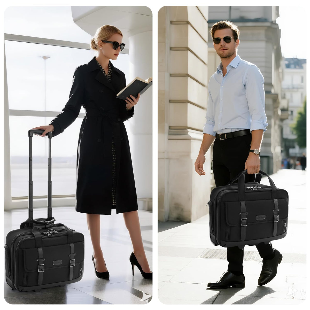 Black 16 Inch Rolling Laptop Bag L299