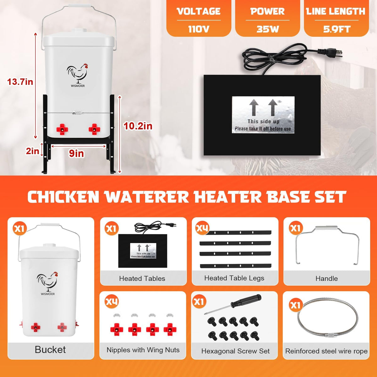 3 Gallon Heated Chicken Waterer D700257