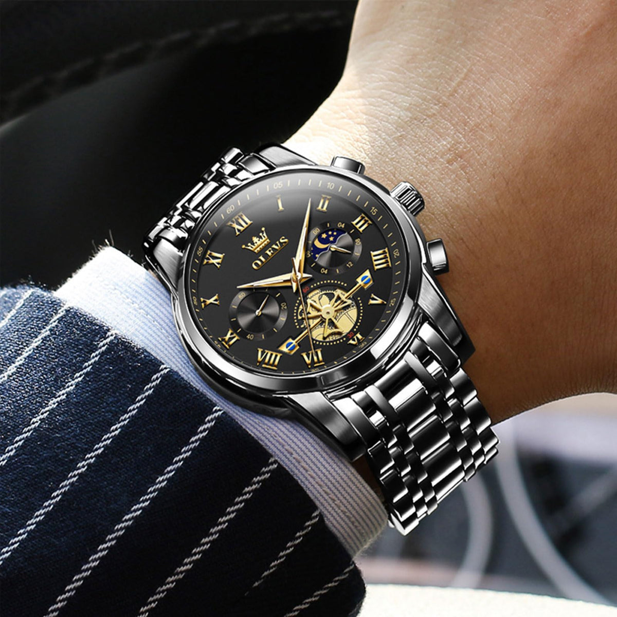 Waterproof Stainless Steel Multifunction Mens Watch L68994