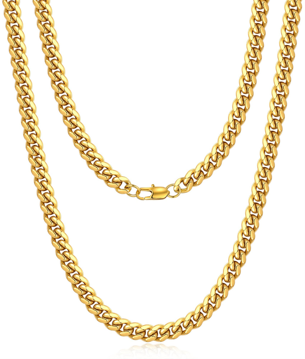 Cuban Link Chain 4mm 6mm 10mm 18K Gold Plated 316L Stainless Steel Necklace U307560