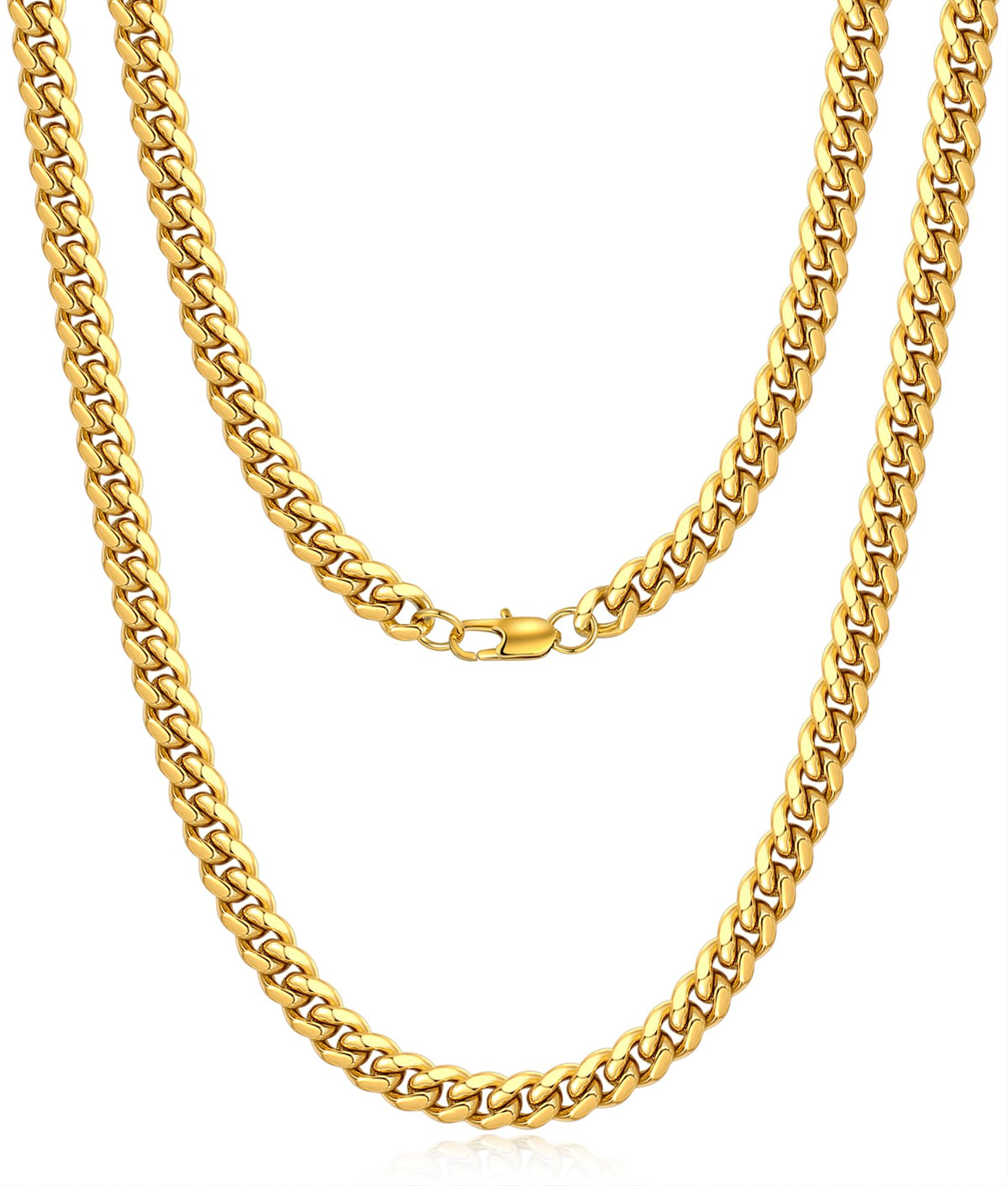 Cuban Link Chain 4mm 6mm 10mm 18K Gold Plated 316L Stainless Steel Necklace U307560