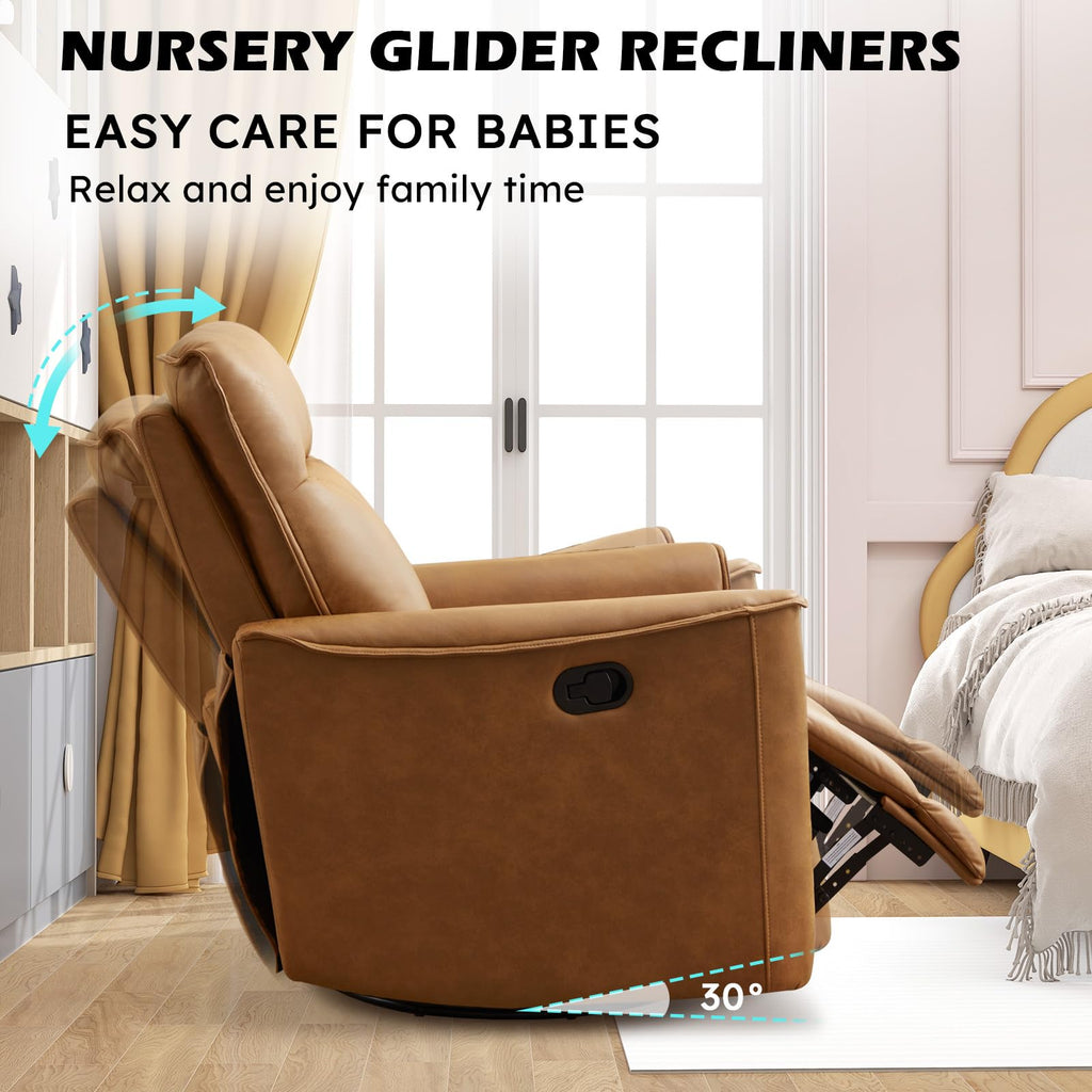 Manual Swivel Rocker Recliner Faux Leather L83282