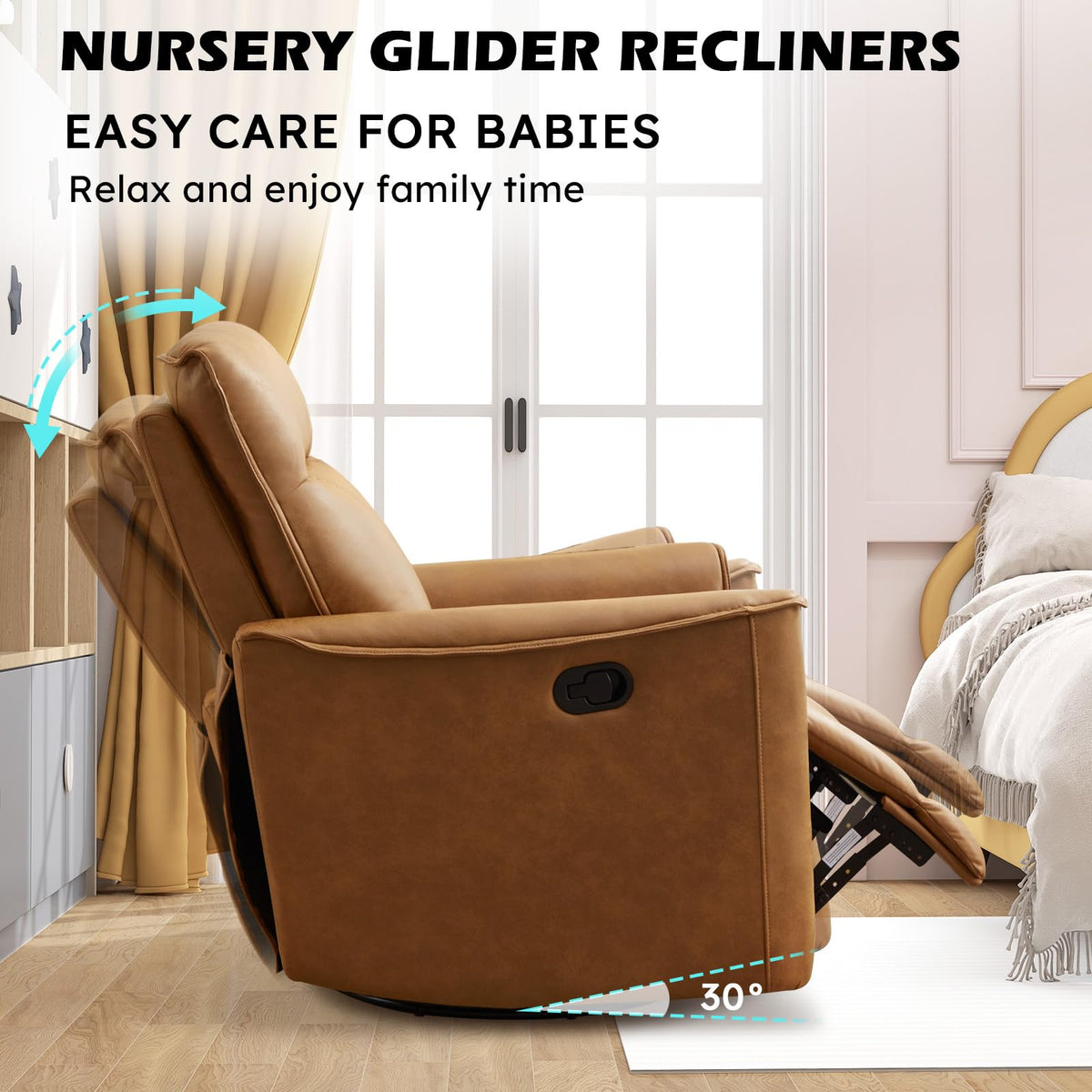 Manual Swivel Rocker Recliner Faux Leather L83282