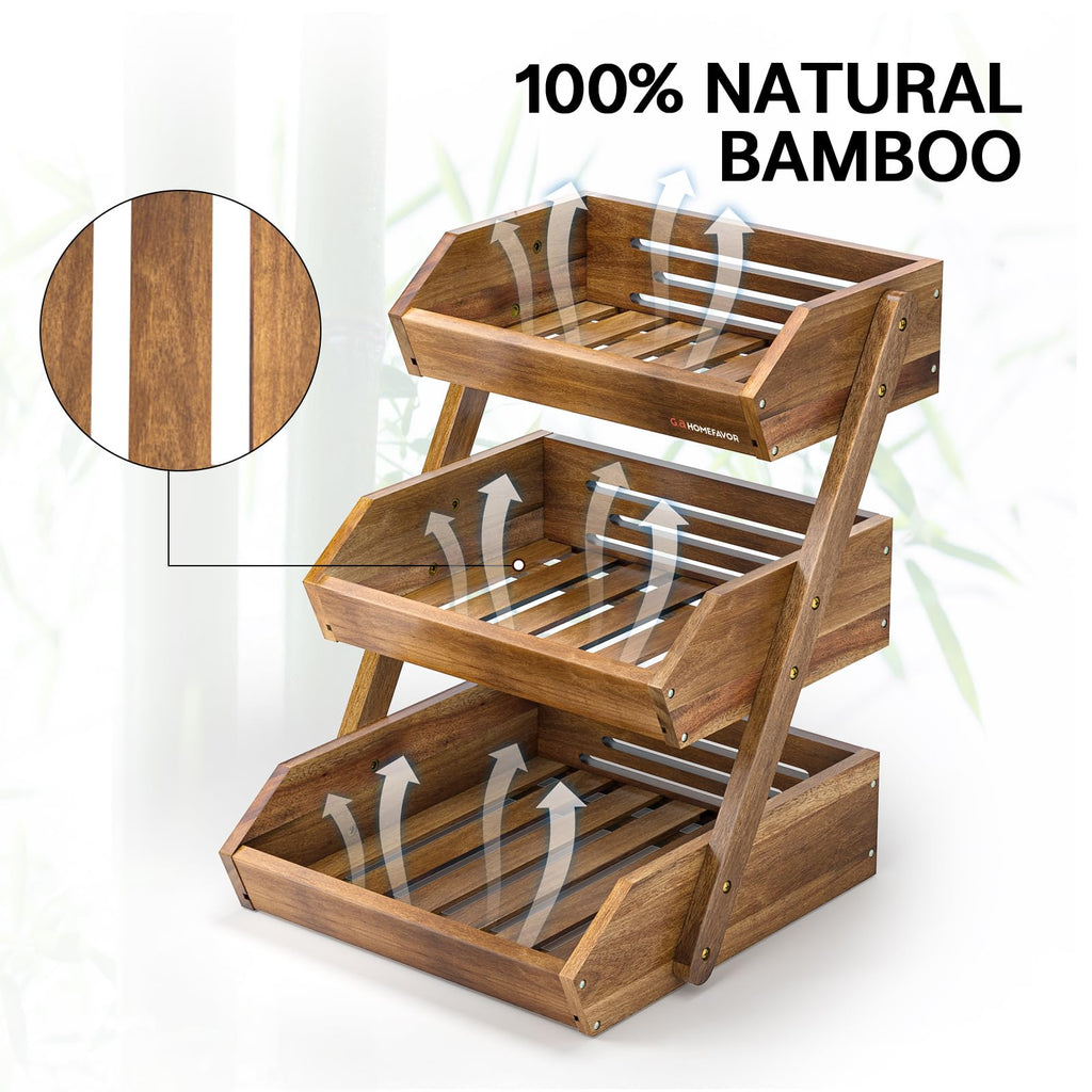 3-Tier Acacia Wood Fruit Basket X644979
