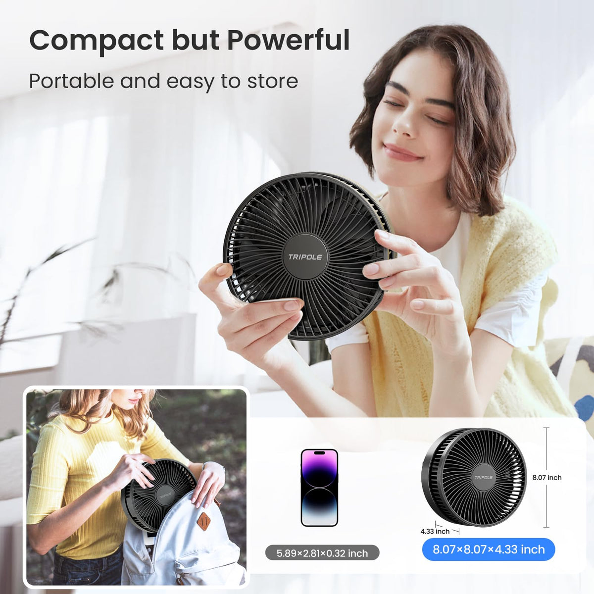 Portable Rechargeable Oscillating Standing Fan A721582