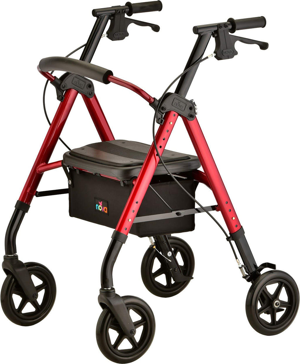 Foldable Rollator Walker with 8” All-Terrain Wheels, Padded Seat, Red K300202
