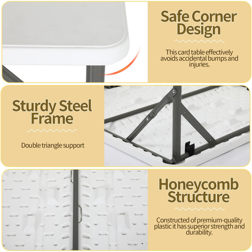34" Square Plastic Folding Card Table with Carrying Handle N74779