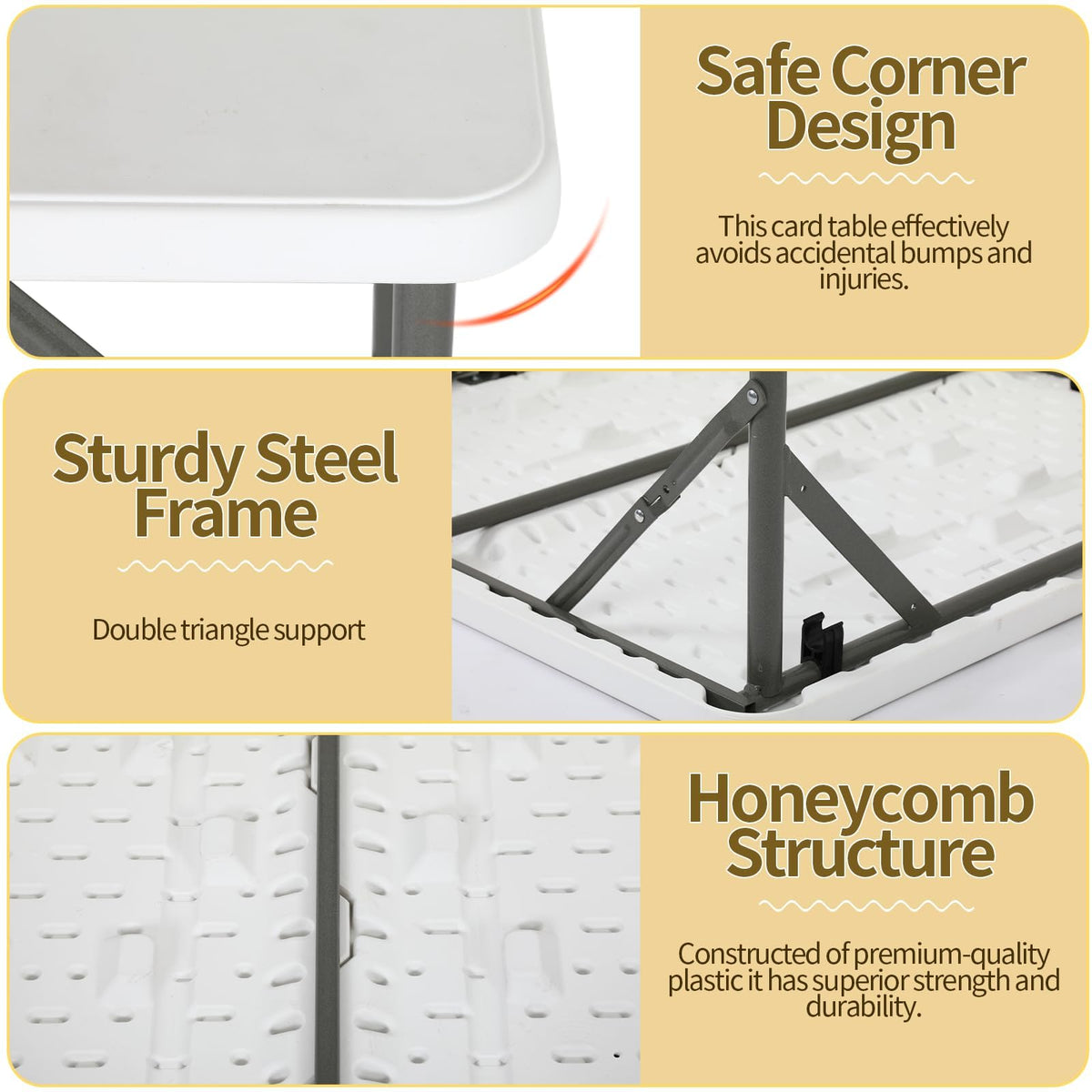 34" Square Plastic Folding Card Table with Carrying Handle N74779