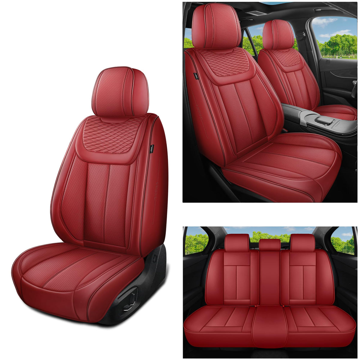 Red 5 Seat Car Seat Covers Full Set Q210