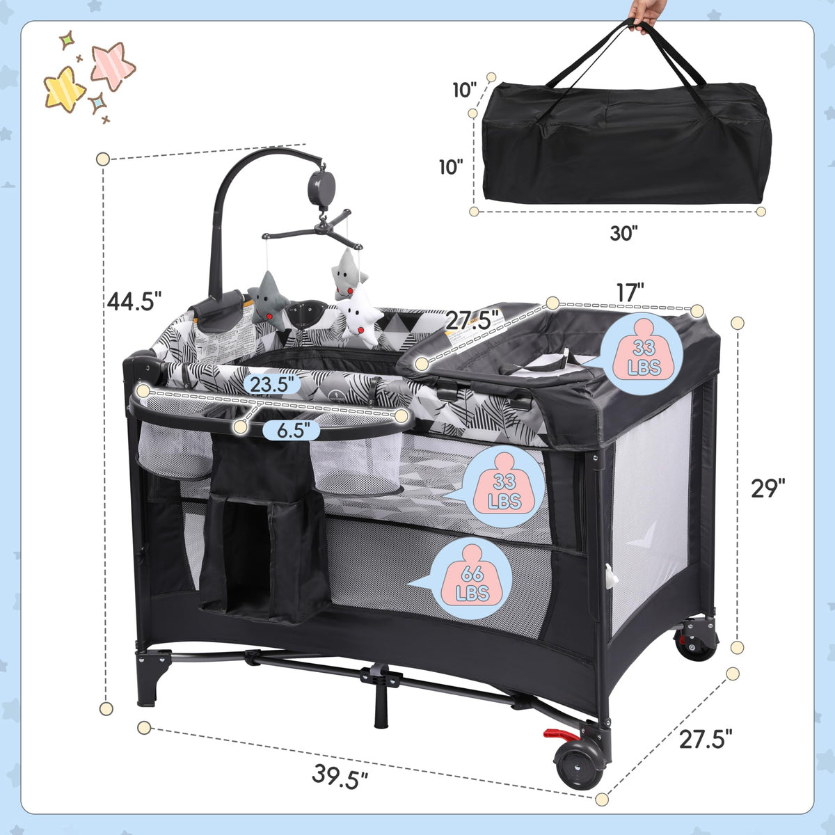 5-in-1 Pack and Play with Changing Table and Bassinet H20815