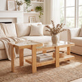 Nesting Coffee Table Set of 2 Rattan Tempered Glass R922