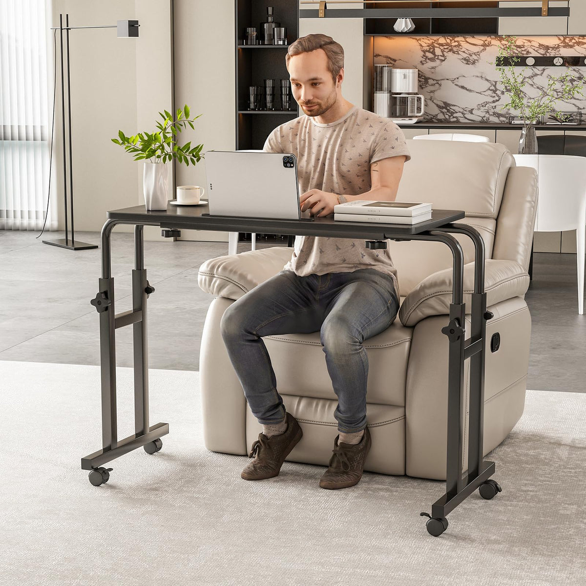Adjustable Overbed Table with Wheels O810973