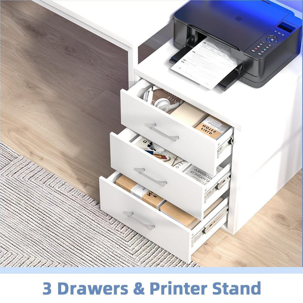 White Office Desk with 3 Drawers Q915744