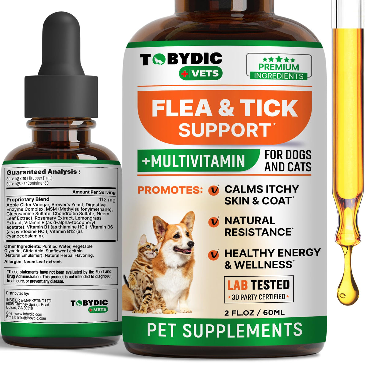 Oral Flea and Tick Prevention Supplement for Dogs and Cats W7696